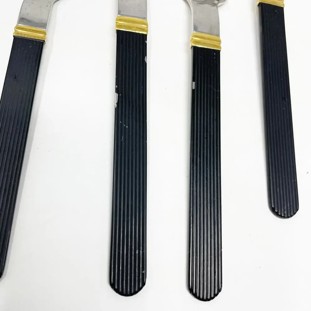 Vintage Sasaki Vignelli Japan Rigadin Matte Black Flatware Mixed Lot of 24